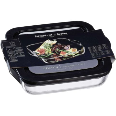 Cucina Ovenschaal Glas 23x23 cm H 6 cm 1,95 L met Deksel