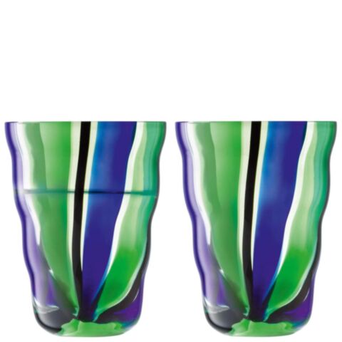 Folk Drinkglas 280 ml Set van 2 Stuks Blauw/Groen/Zwart