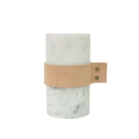 Marmer Vaas Marmer met Lederen Band 8,5 x 15,5 cm