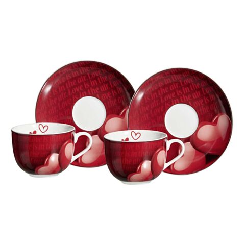 Amore Cappuccino Kop en Schotel 220 ml Set van 2 Stuks
