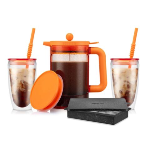 Bean Set French Press Cafetière voor IJs koffie met Yohki-Deksel 12 Kops 1,5 liter Oranje