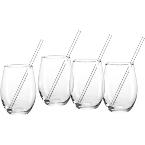 Gin Partyset met Rietje 590 ml Set van 4 Stuks