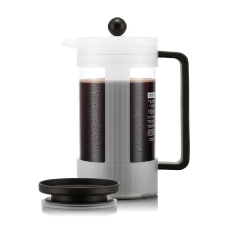 Bean French Press Cafetière Dubbelwandig met Yohki-Deksel 8 Kops 1 liter Wit