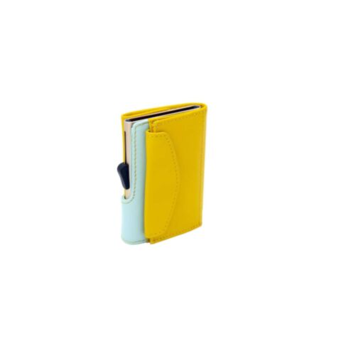 RFID Portemonnee Bright Women met Pasjeshouder en Muntvak Classic Leather Saffron/ Aqua