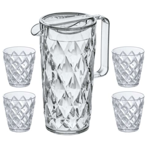 Crystal Karaf 1,6 liter met 4 Bekers van 250 ml
