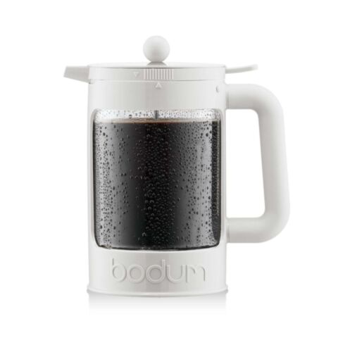 Bean Set French Press Cafetière voor IJs koffie met Yohki-Deksel 12 Kops 1,5 liter Wit