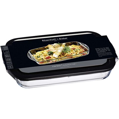 Cucina Ovenschaal Glas 41x 26 cm H 7 cm 3,85 L met Deksel