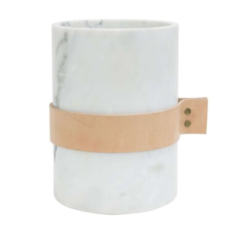 Marmer Vaas Marmer met Lederen Band 14 x 20 cm